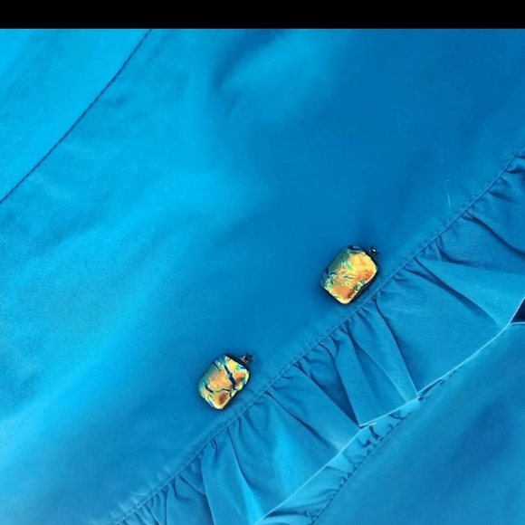 COPY - Chicos Blue Ruffled Open Cardigan 3/4 Sleeves Cotton Women Size 2 Large - Picture 5 of 6